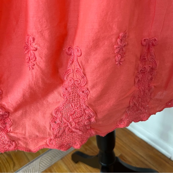 Old Navy Coral Embroidered Dress, 100% Cotton Fit & Flare - Picture 6 of 9